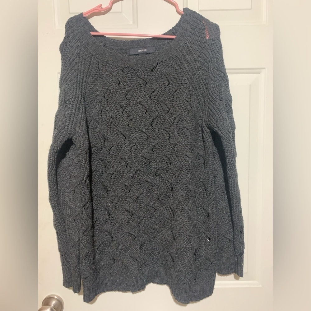 Forever 21 Long Gray Sweater, Large, P2P 22-24, 26” length, Preloved in EUC
